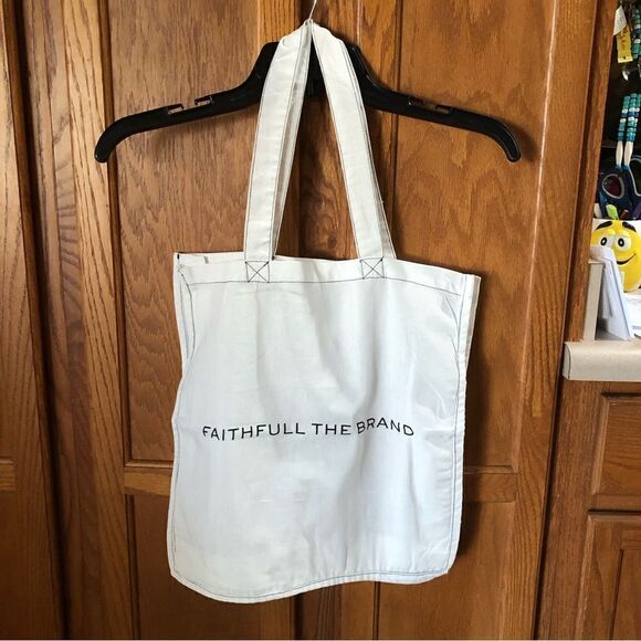 Faithful The Brand Spell Out Linen Canvas Tote Bag - Picture 5 of 7